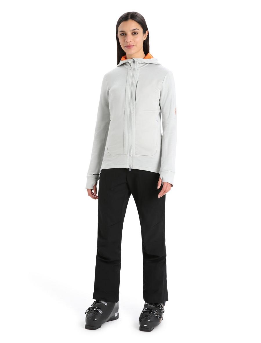 Icebreaker Merino Quantum III Long Sleeve Zip Női Kapucnis Pulóver Narancssárga Szürke | HU 1676RVDW